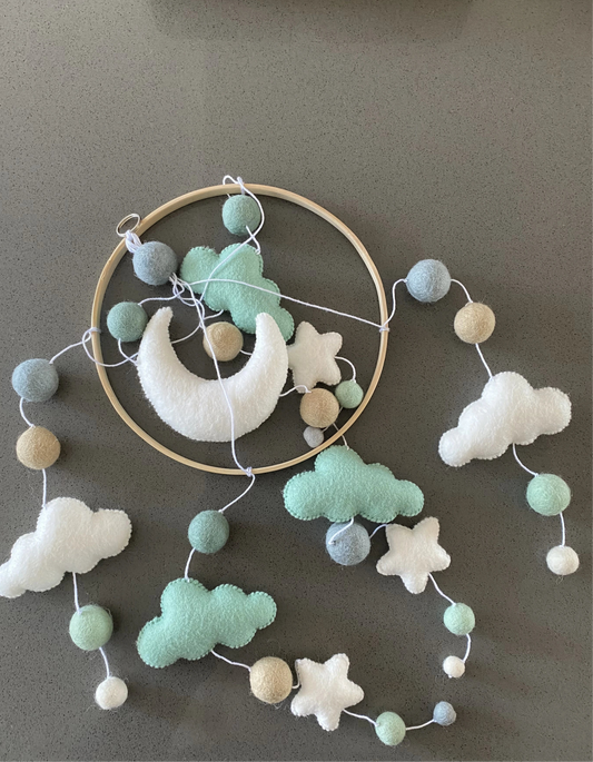 Cloud baby mobile with felt balls - 2