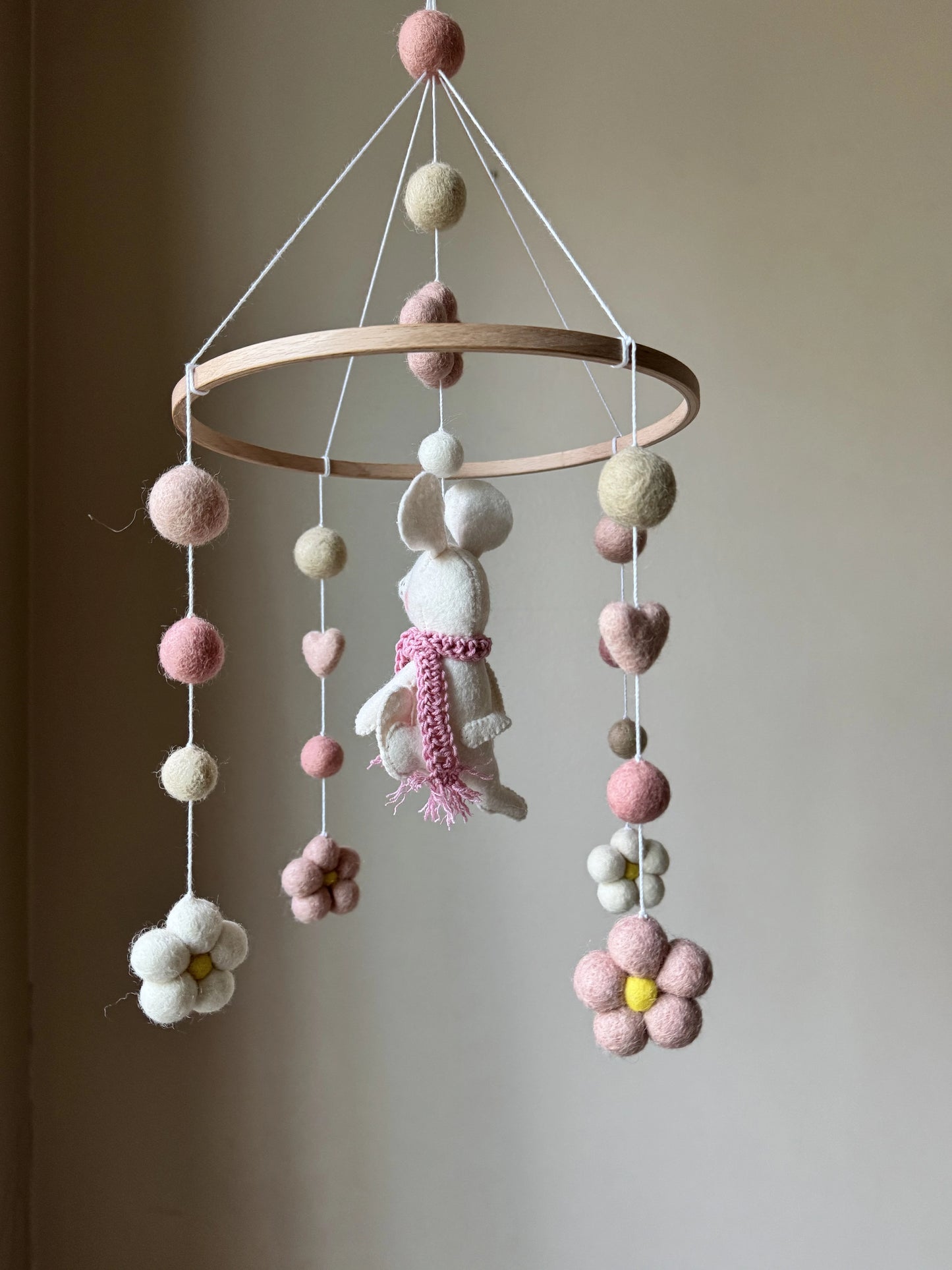 Handmade Mouse Baby Mobile – Felt Nursery Decor for Crib