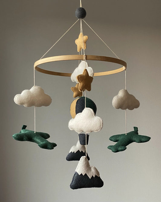 Airplane crib mobile with mountains - 2