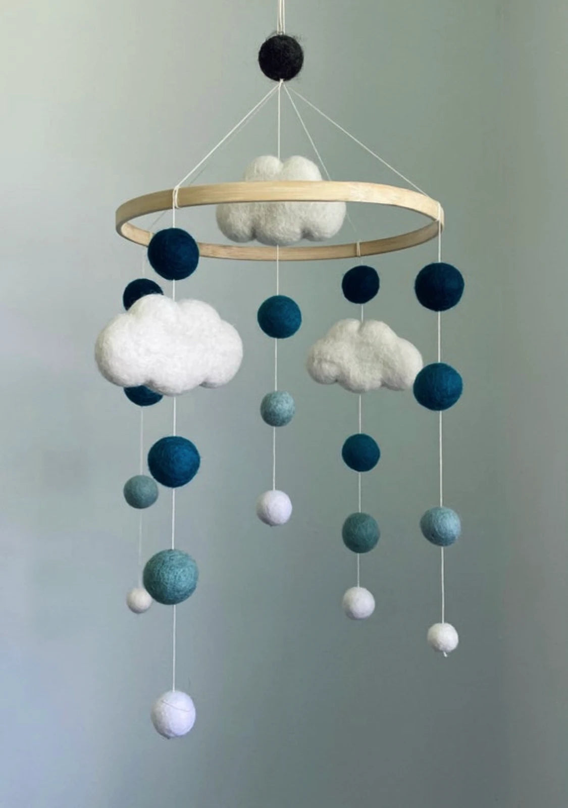 Pom pom mobile with clouds