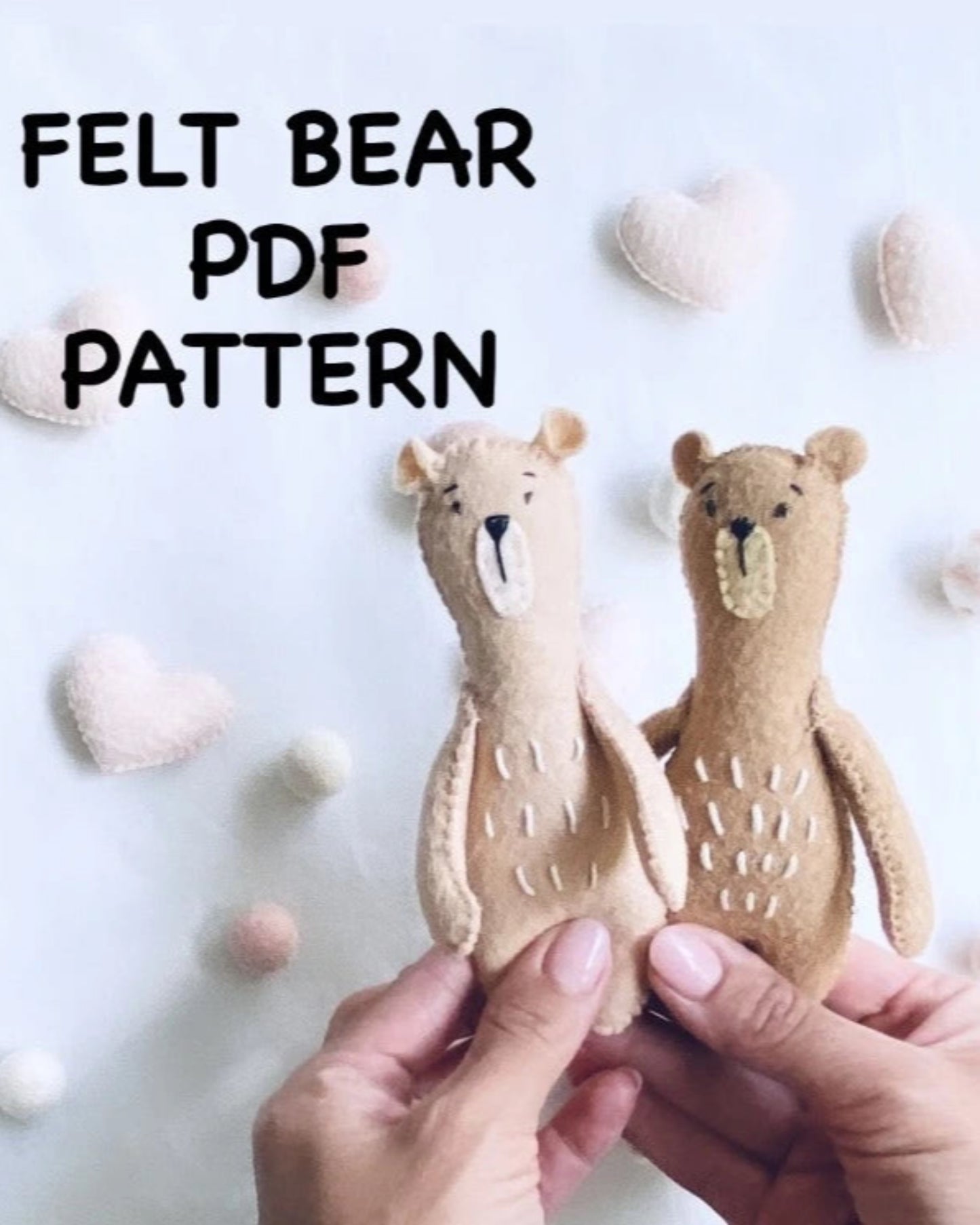 DIY felt bear sewing pattern PDF – beginner friendly hand sewing plush toy tutorial