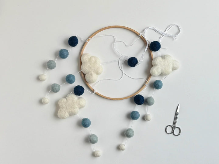 How to Make a Baby Mobile with Felt Balls and Clouds - 591999893725