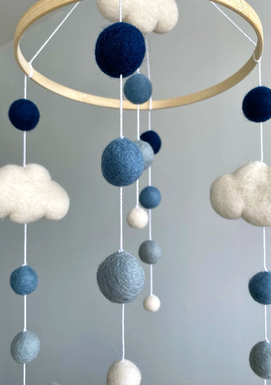 Pom pom mobile with clouds - 2