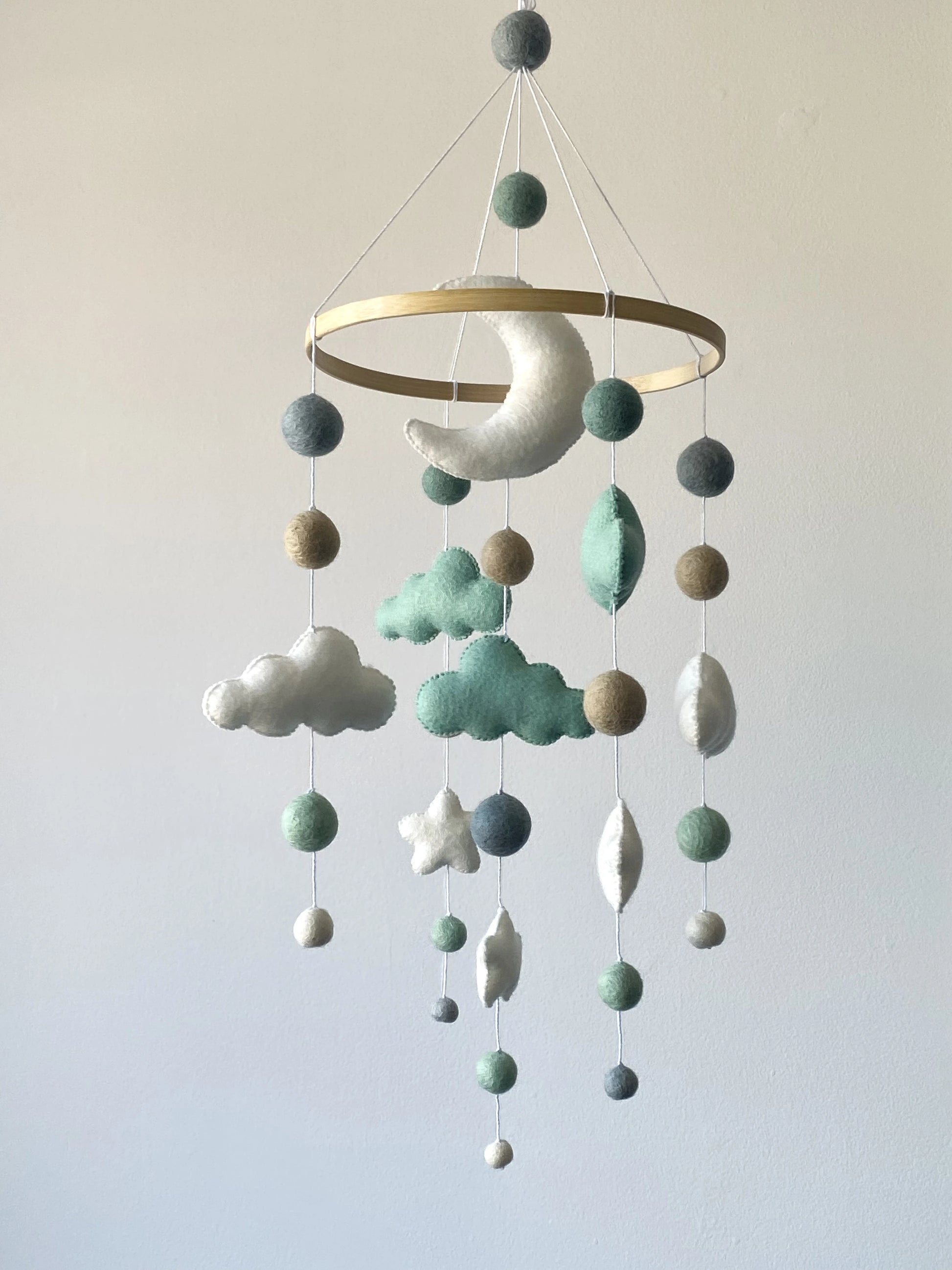 Cloud baby mobile with felt balls thumbnail - 5