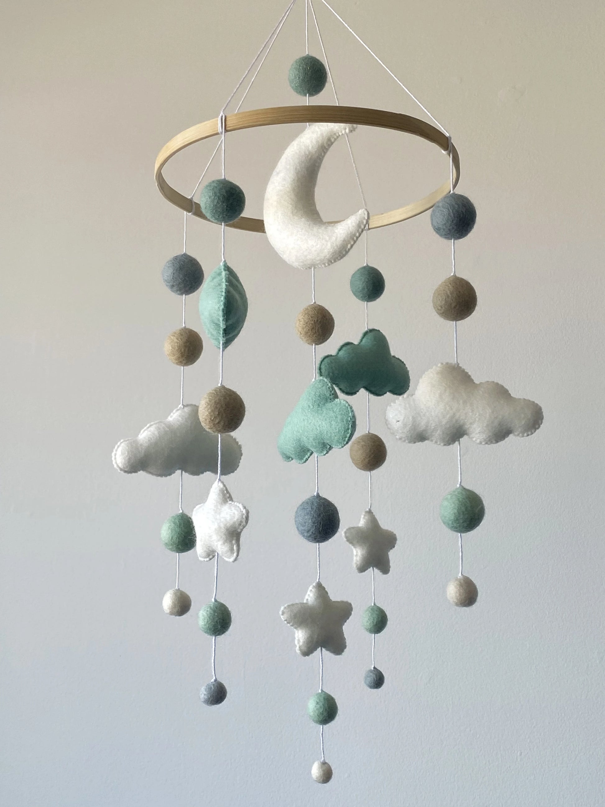 Cloud baby mobile with felt balls thumbnail - 1