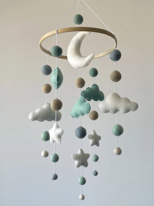 Cloud baby mobile with felt balls - 1