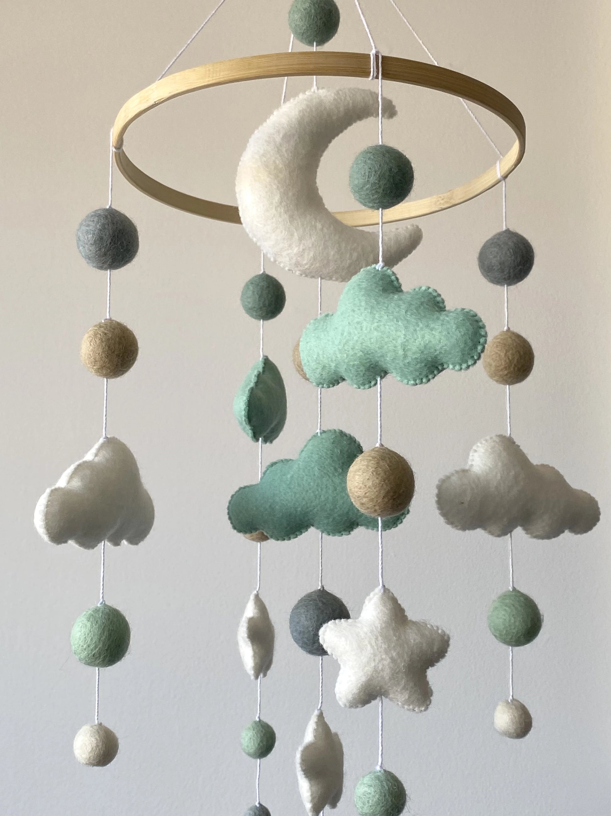 Cloud baby mobile with felt balls thumbnail - 3