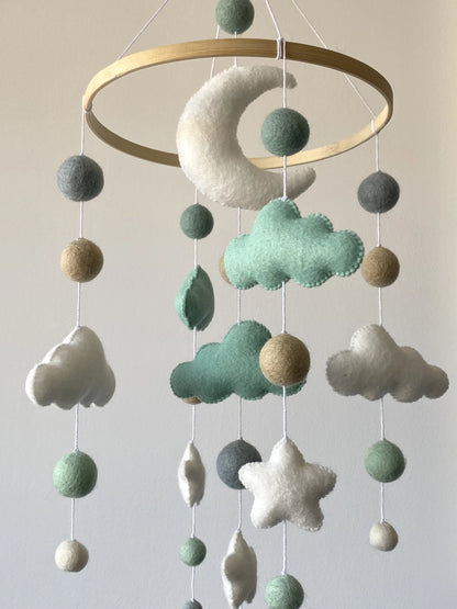 Cloud baby mobile with felt balls - 3