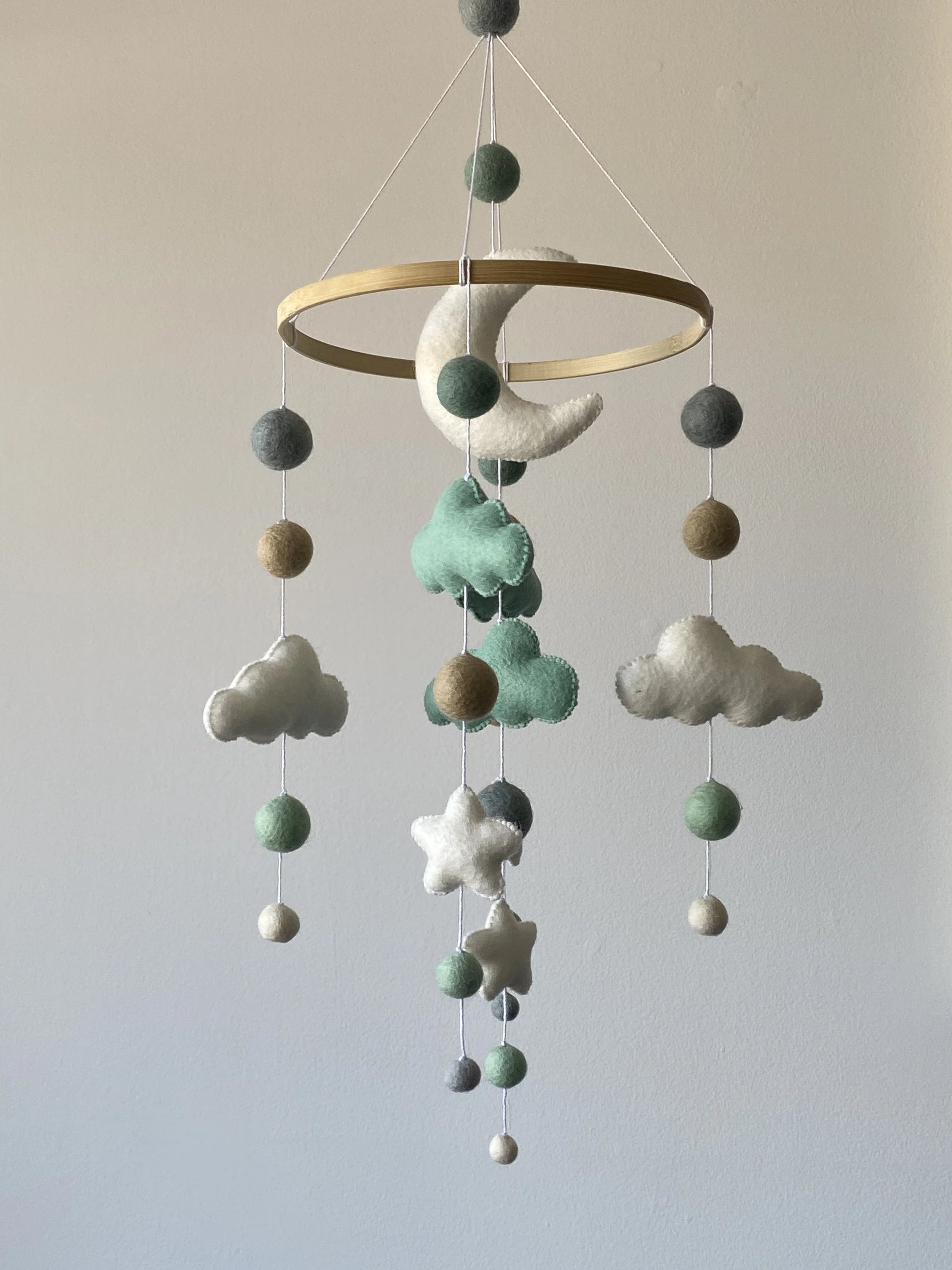 Cloud baby mobile with felt balls thumbnail - 4