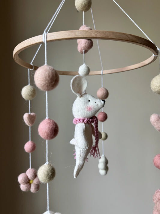 Handmade Mouse Baby Mobile – Felt Nursery Decor for Crib - 2