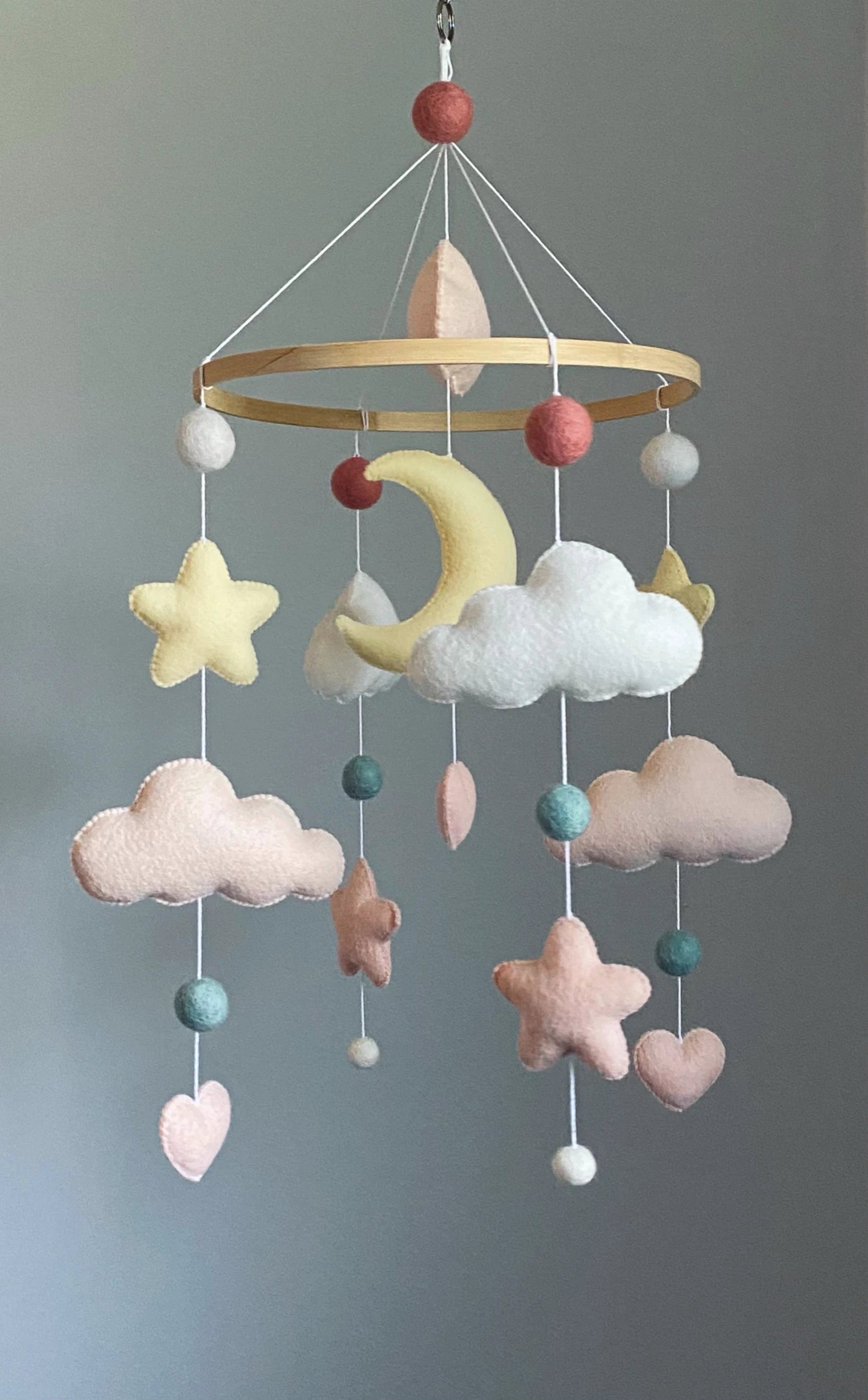 Cloud baby mobile with moon and stars thumbnail - 1