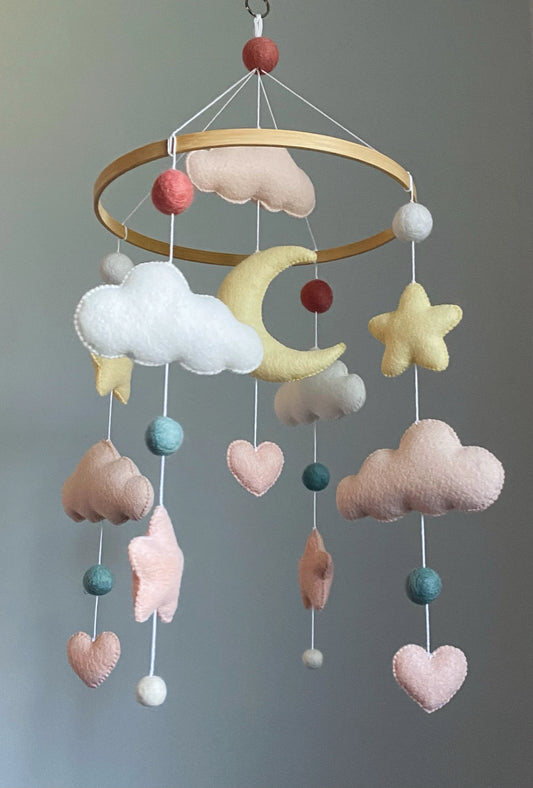 Cloud baby mobile with moon and stars - 2