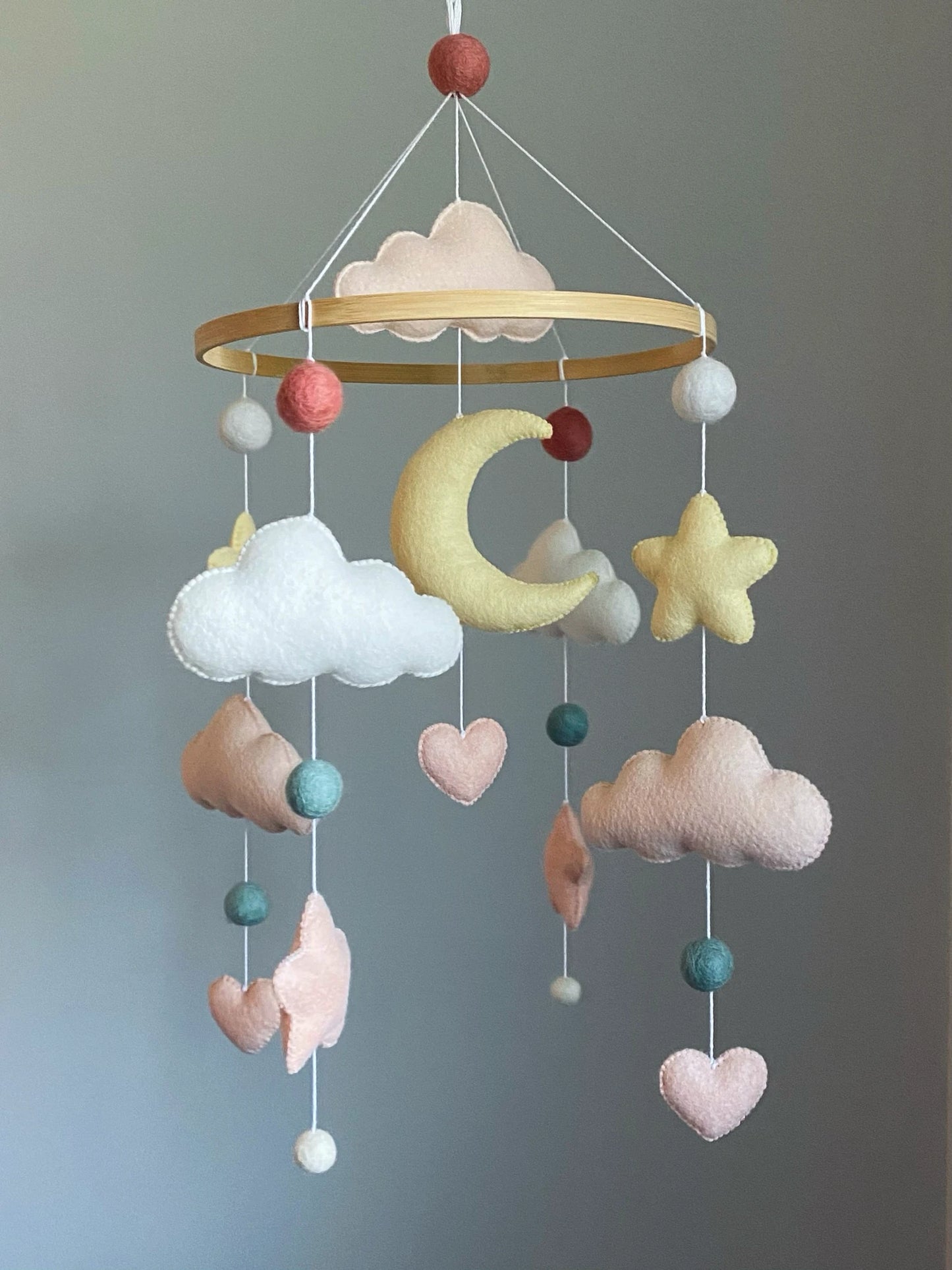 Cloud baby mobile with moon and stars