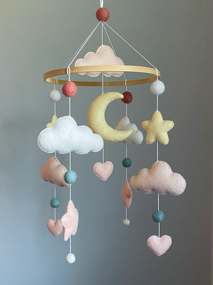 Cloud baby mobile with moon and stars - 3