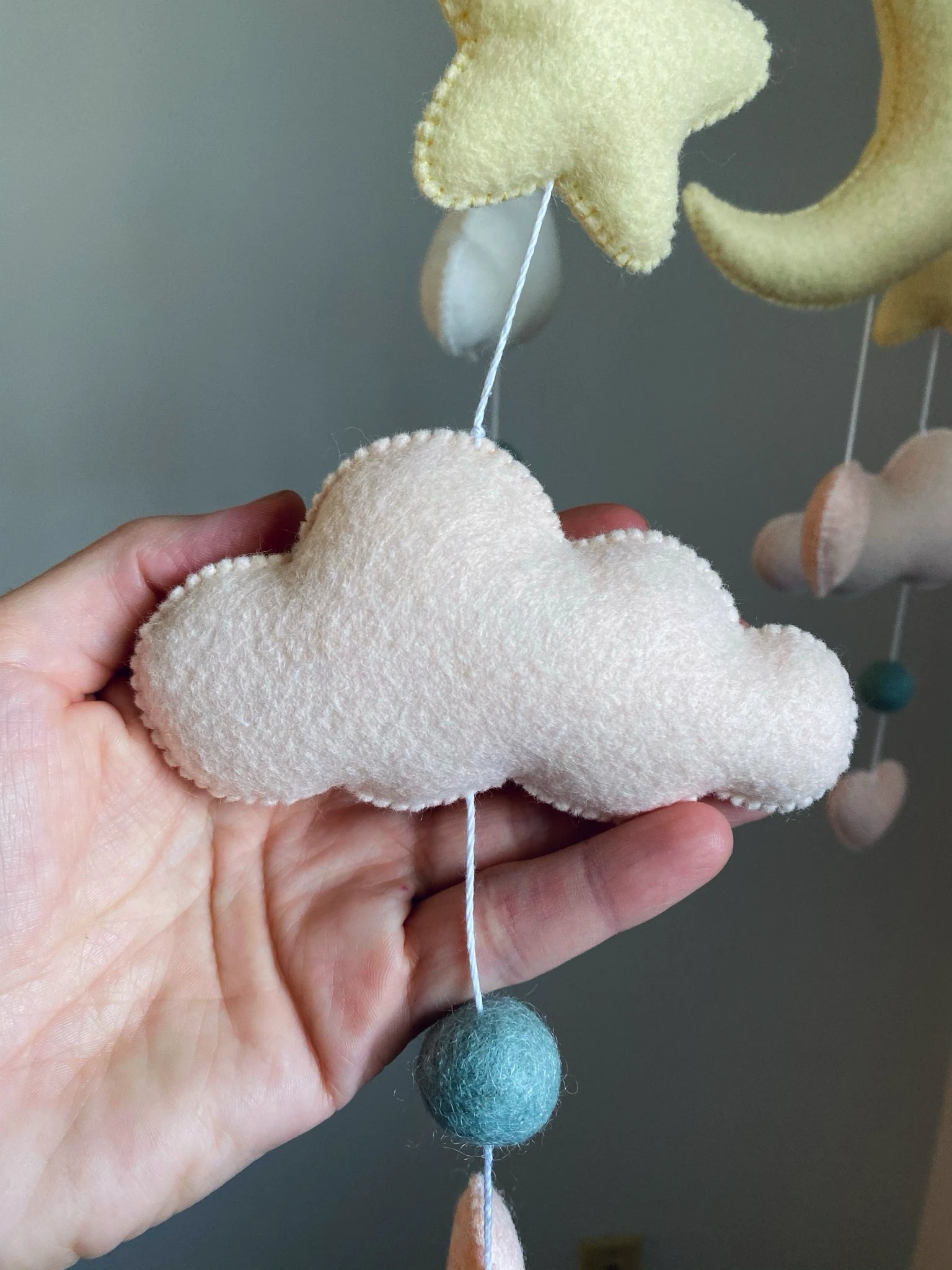 Cloud baby mobile with moon and stars thumbnail - 4