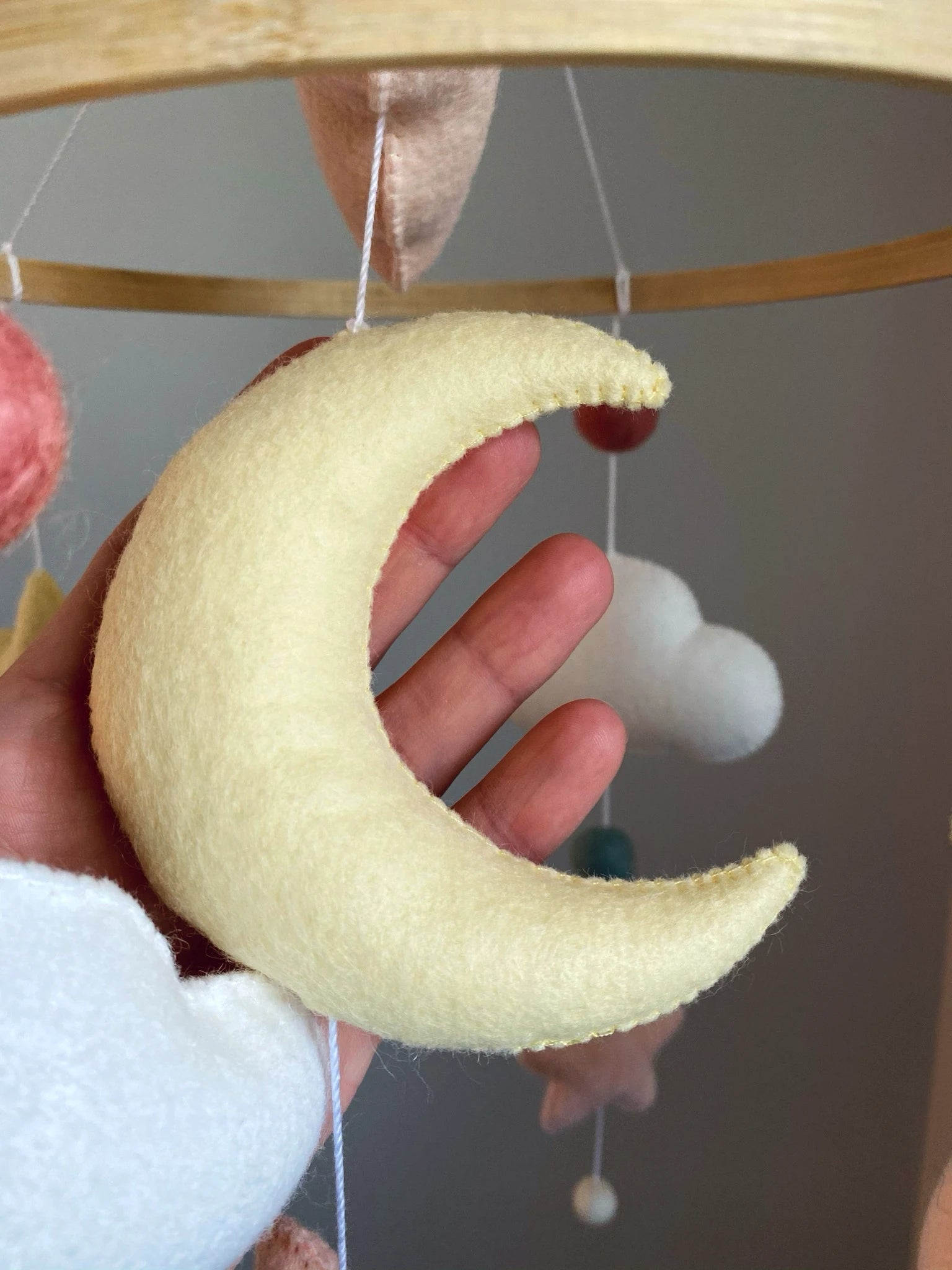 Cloud baby mobile with moon and stars thumbnail - 6