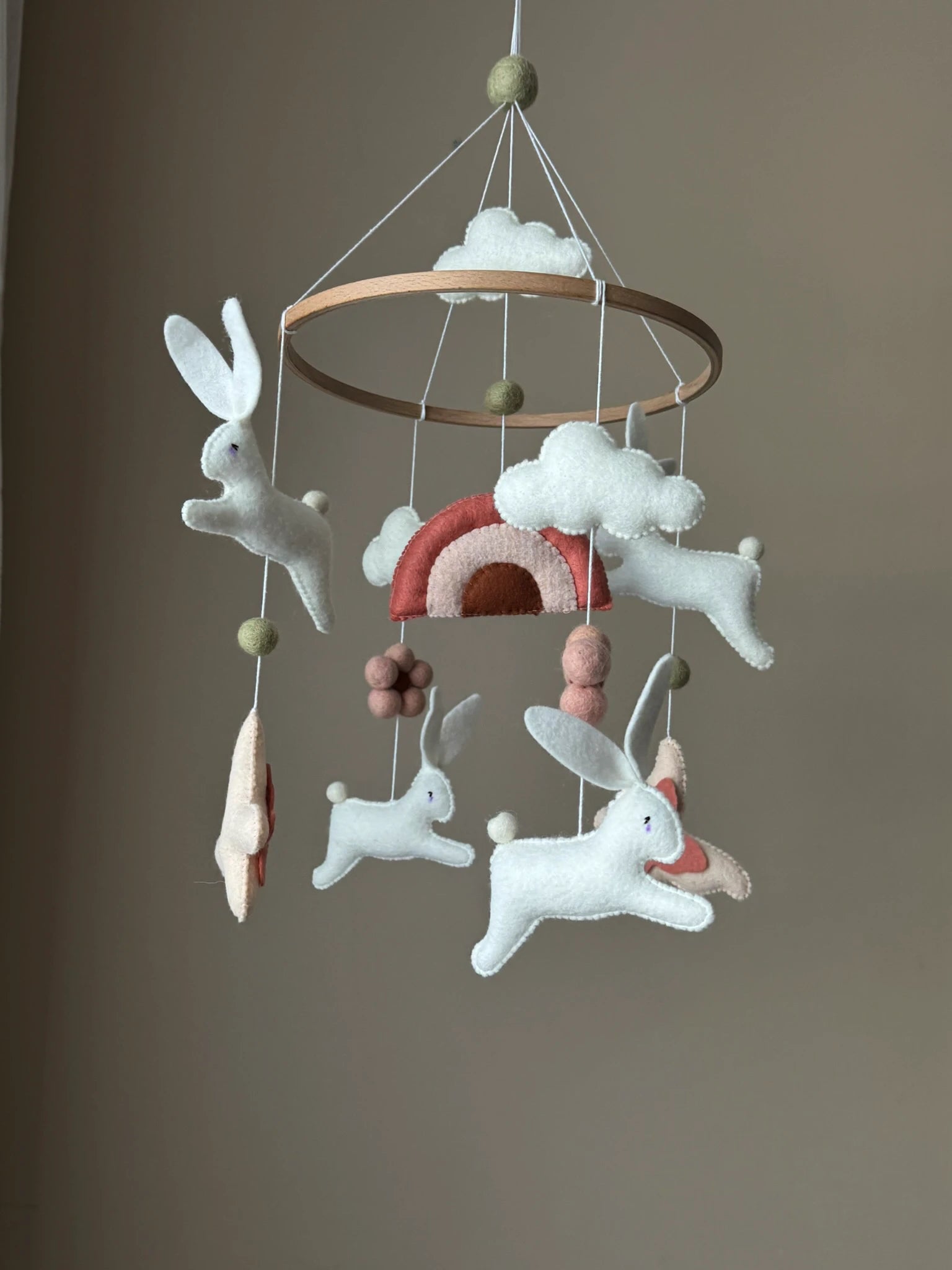 Rainbaw mobile with bunnies thumbnail - 1
