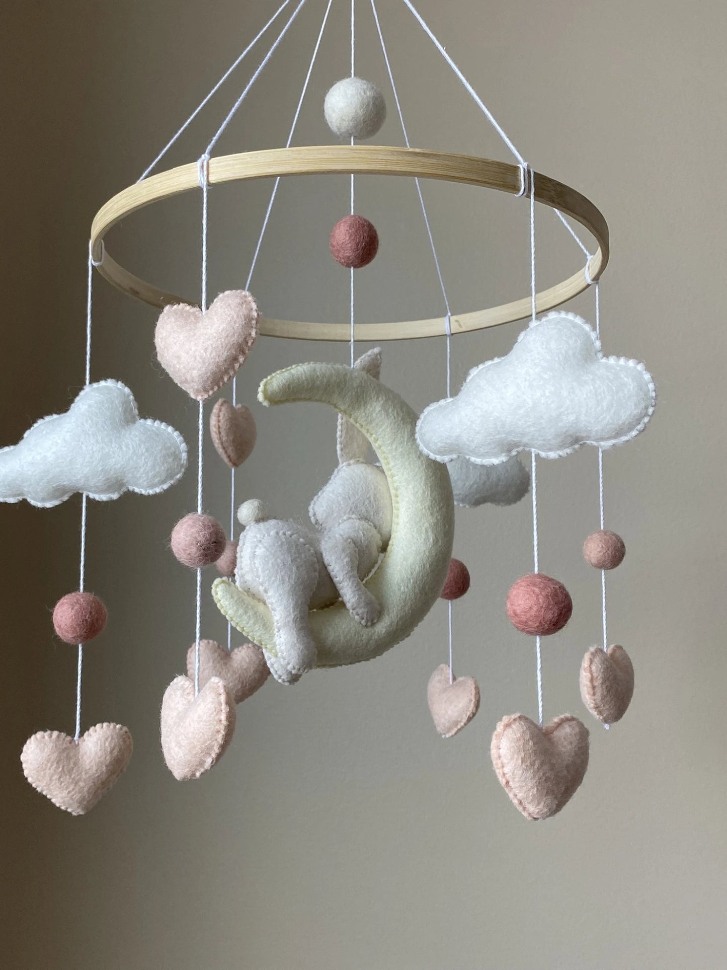 Sleeping bunny on the moon baby mobile