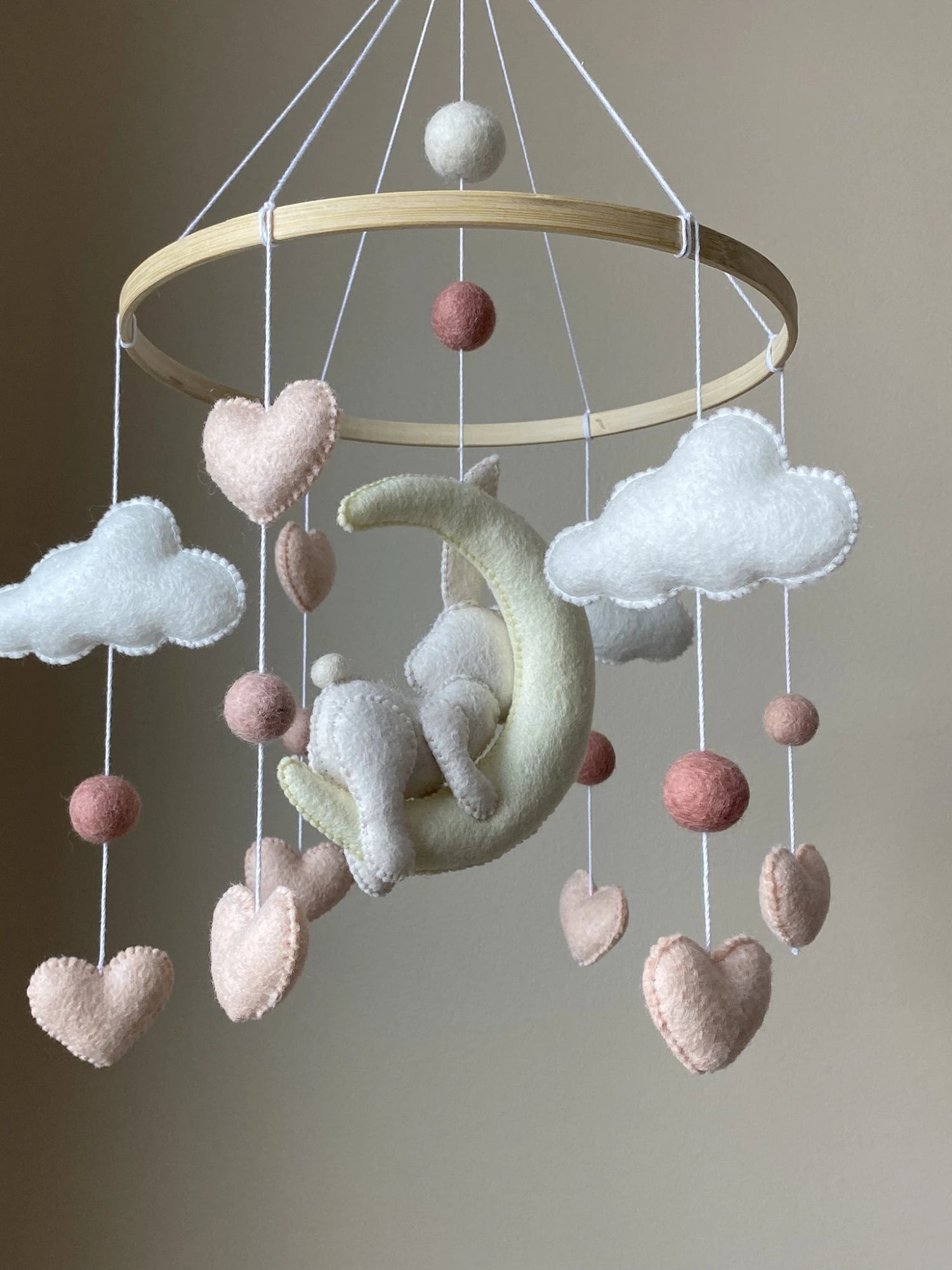 Sleeping bunny on the moon baby mobile thumbnail - 3