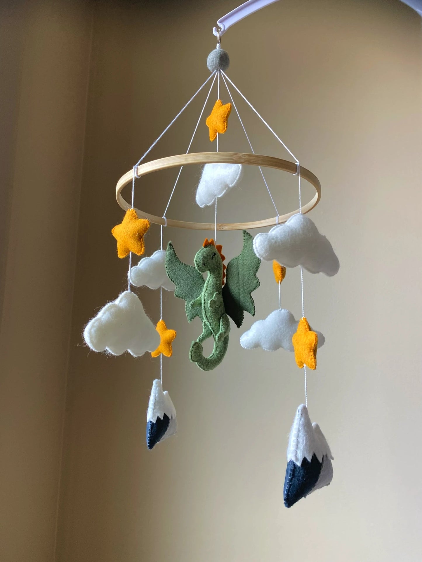 Green dragon crib mobile