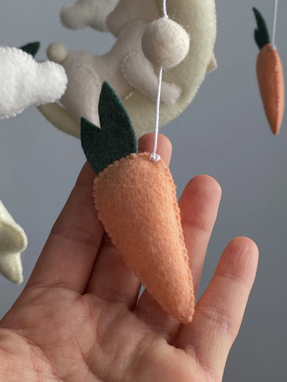 Sleeping bunny on the moon nursery mobile with carrots - 3