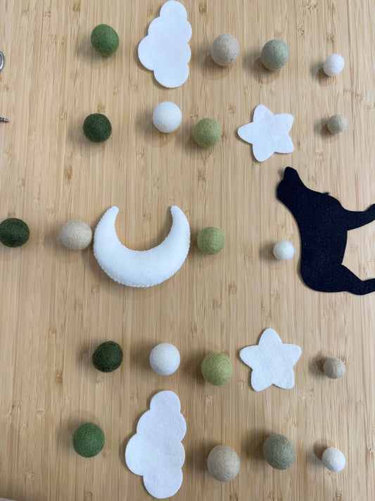Felt Cloud mobile with dog - custom order - 1
