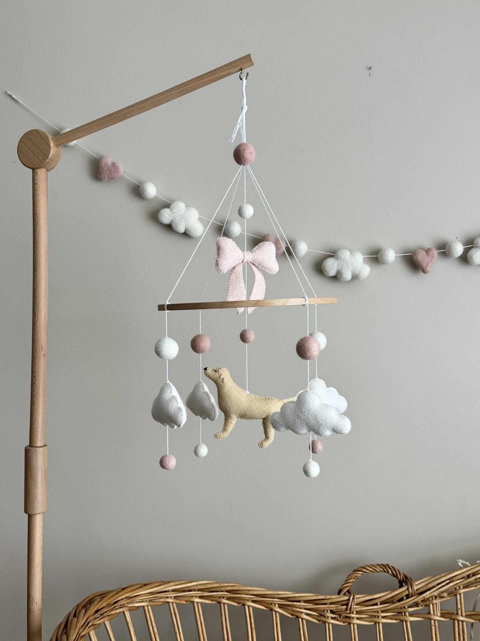 Golden Retriever Dog Nursery Mobile with Bow thumbnail - 1