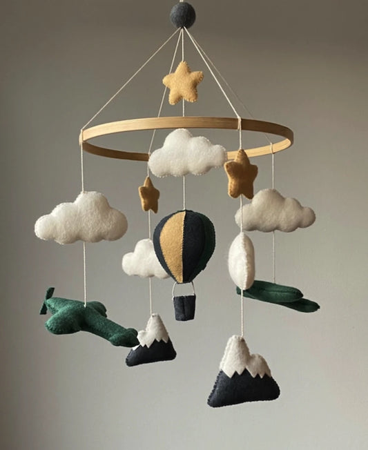 Airplane crib mobile with mountains - 1