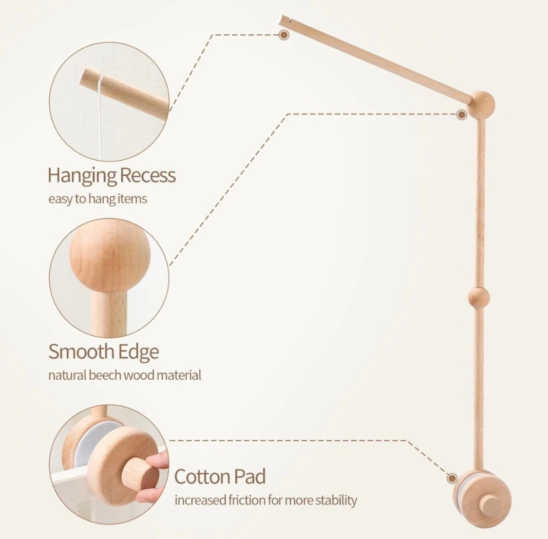 Wooden baby mobile holder thumbnail - 5