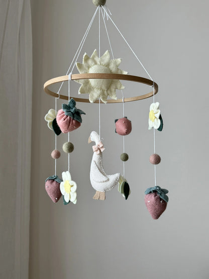 Goose Baby Mobile flower and sun– Farmhouse Felt Nursery Decor - 1