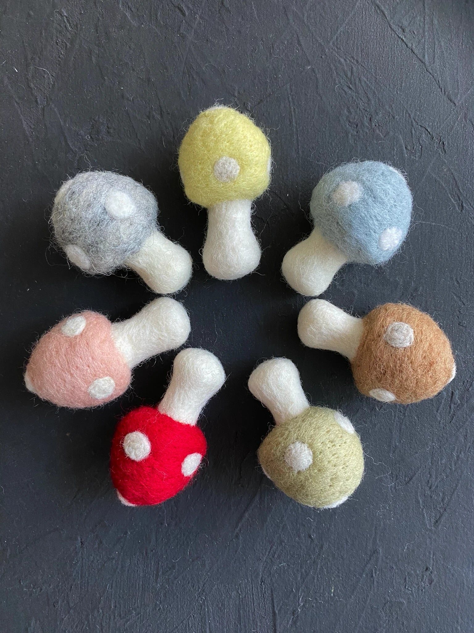 Colorful felt mushrooms thumbnail - 1