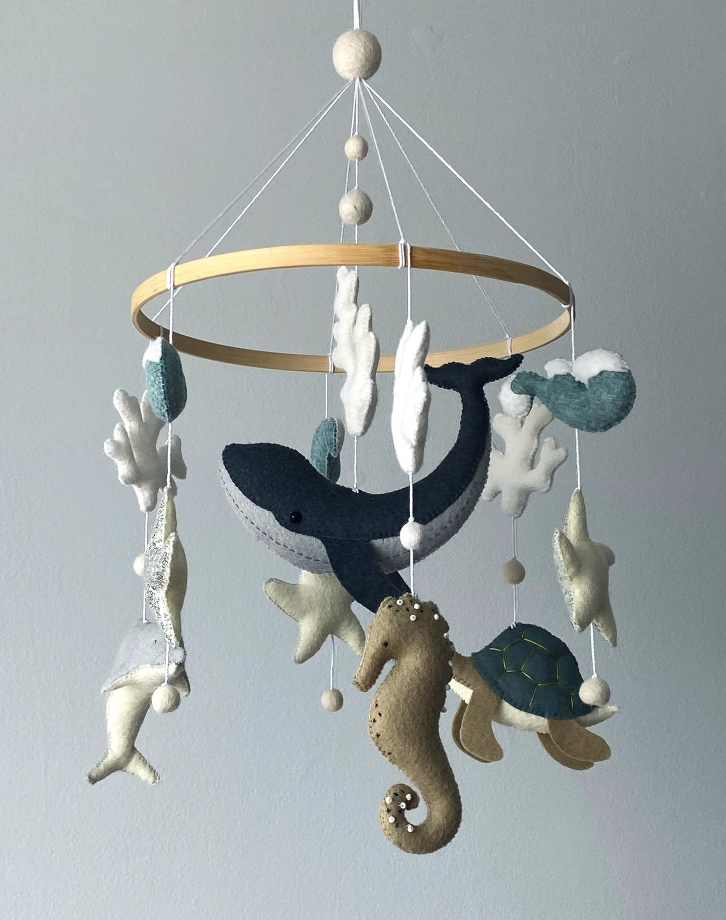 Whale baby mobile