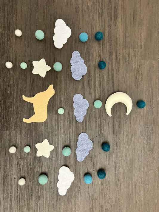 Felt Cloud mobile with dog - custom order - 1
