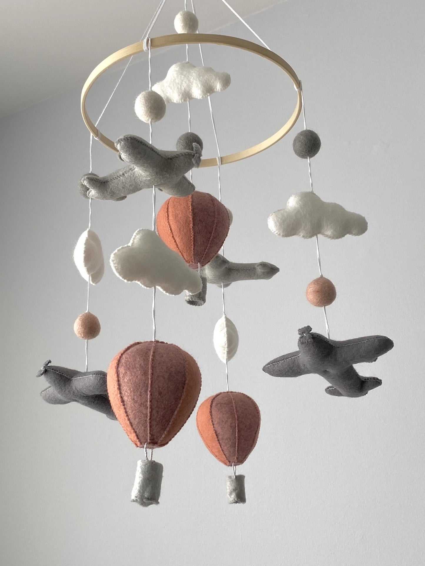 Hot air ballon crib mobile with airplanes