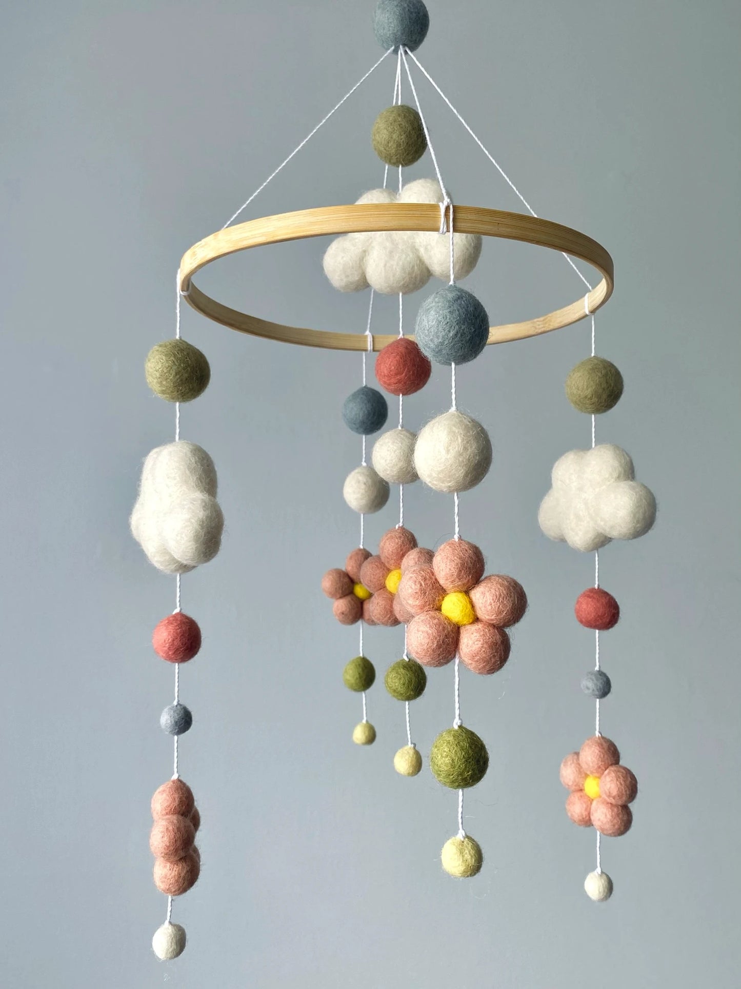 Daisies nursery mobile with clouds