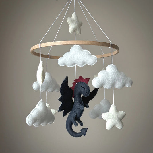Handmade Dragon Baby Mobile - Fantasy Nursery Decor - 1