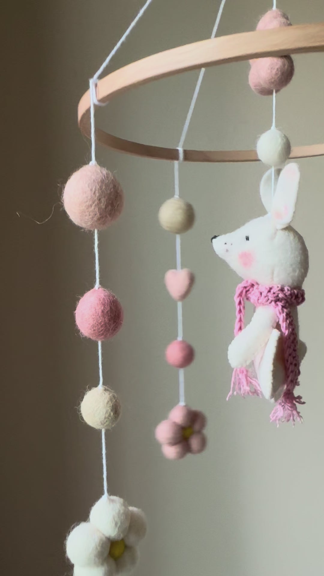 Handmade Mouse Baby Mobile – Felt Nursery Decor for Crib thumbnail - 6