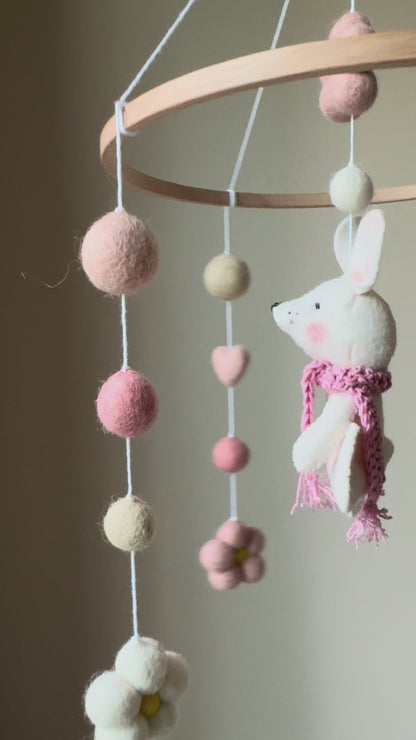 Handmade Mouse Baby Mobile – Felt Nursery Decor for Crib - 1