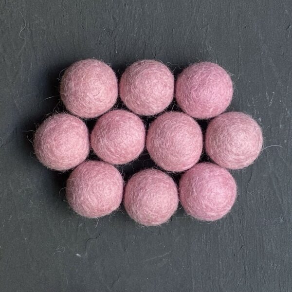 pink wool felt balls