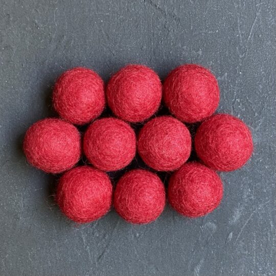 Red wool felt balls