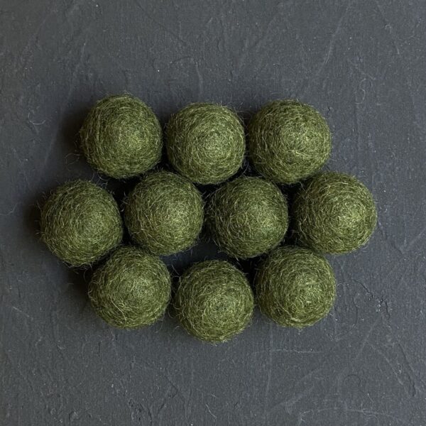 Olive green wool felt balls