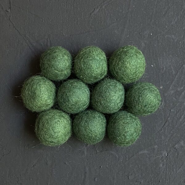 Red, Pastel green, Smoke green, Olive green, Forest green wool felt balls - Image 5