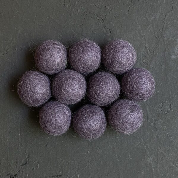 Amethyst wool felt balls