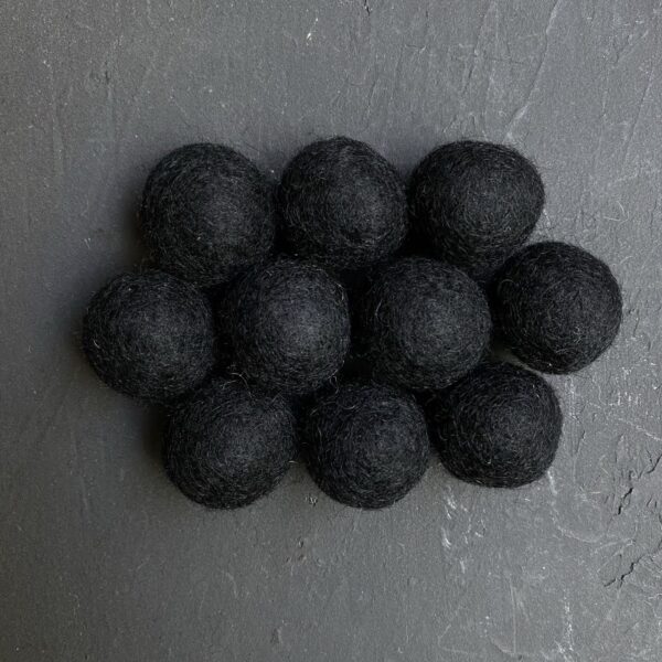 Light blue, Rhino, Navy blue, Amethyst, Black wool felt balls - Image 5