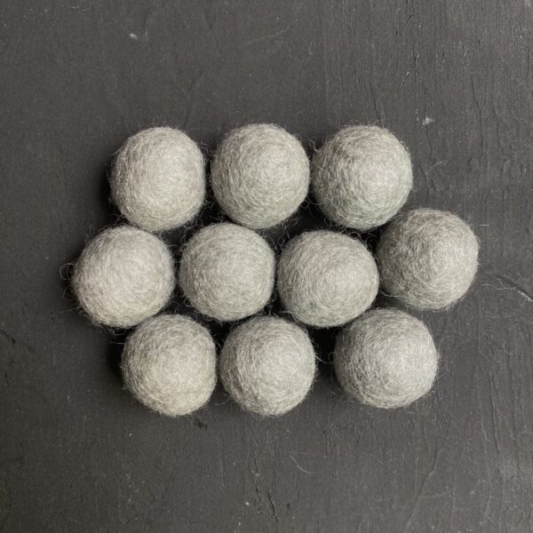 Natural grey wool felt balls