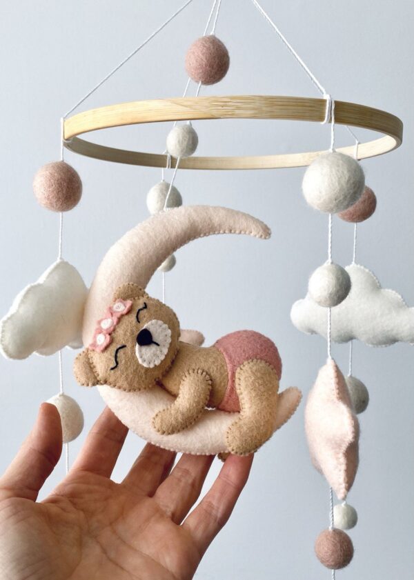 The teddy bear on the moon baby mobile