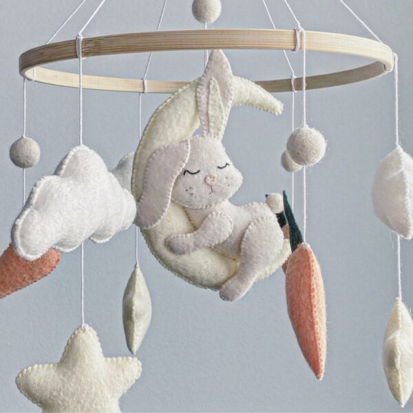 Sleeping Bunny on the moon baby mobile