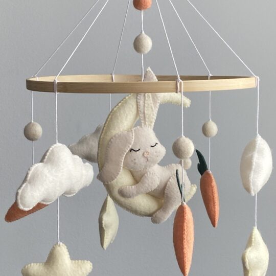 Sleeping Bunny on the moon baby mobile