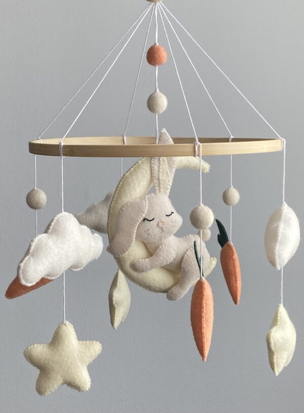 Sleeping Bunny on the moon baby mobile