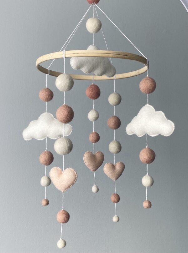 Cute mobile with hearts and clouds - Image 2